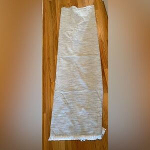 Gray and White Common Thread ( from TJ Maxx) cloth shower curtain.